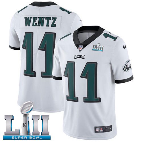 Men Philadelphia Eagles #11 Wentz White Limited 2018 Super Bowl NFL Jerseys->youth nfl jersey->Youth Jersey